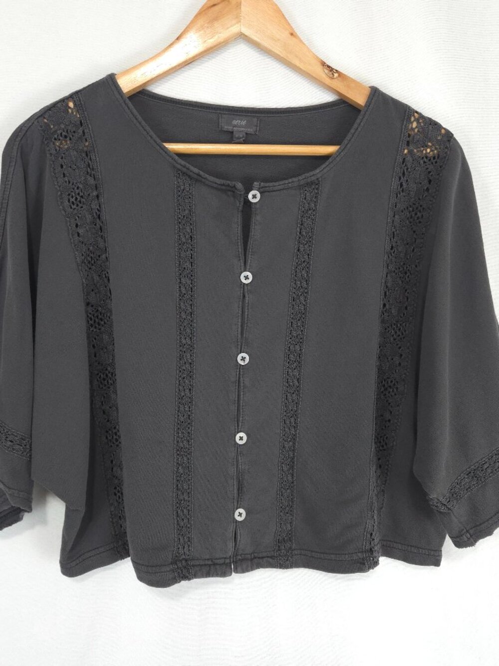 Aerie Women's Short Sleeve Crochet Cardigan